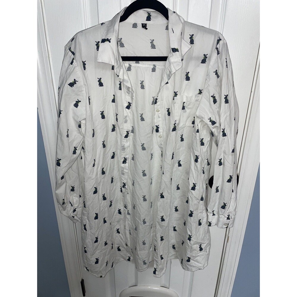Ashir Aley button down dress size XXL with rabbit print